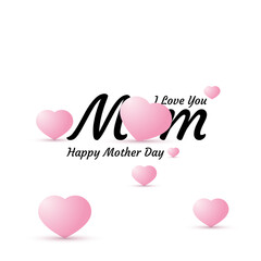 i love you mom with a simple pink love symbol for happy mothers day