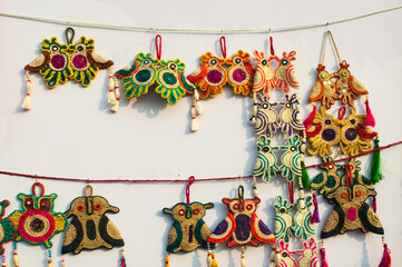 KOLKATA, WEST BENGAL , INDIA - DECEMBER 14TH 2013 : Artworks of handicraft, on display during the Handicraft Fair in Kolkata - the biggest handicrafts fair in Asia.