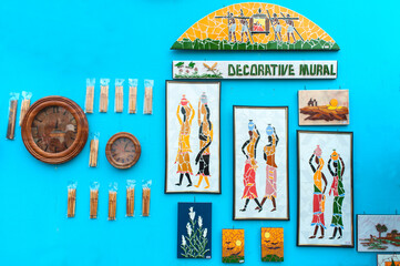 KOLKATA, WEST BENGAL , INDIA - DECEMBER 14TH 2013 : Murals, Artworks of handicraft, on display...