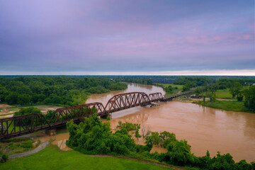 old railway bridge over the river