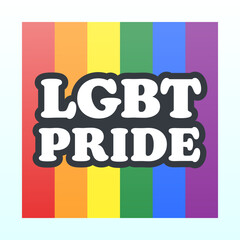 LGBT Pride Social Media Post. Pride Month Day Banner with pride colors rainbow square on white background. Vector Illustration.