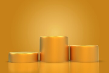 Winner podium stage - 3D Illustration - Golden color