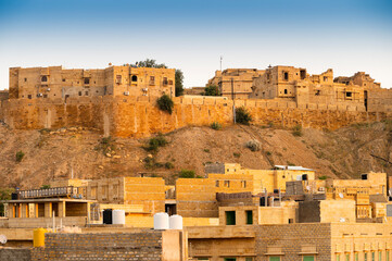 Jaisalmer,Rajasthan,India - October 15,2019: Jaisalmer Fort or Sonar Quila or Golden Fort. living fort - made of yellow sandstone. UNESCO world heritage site at Thar desert along old silk trade route.