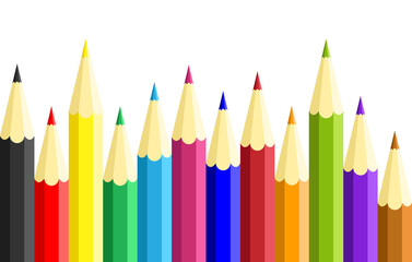 Set of realistic colored pencils isolated on white background.Vector illustration.