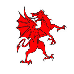Heraldic dragon stock illustration on white background