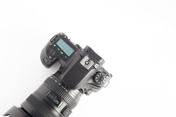 professional reflex camera on white background