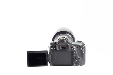 professional reflex camera on white background