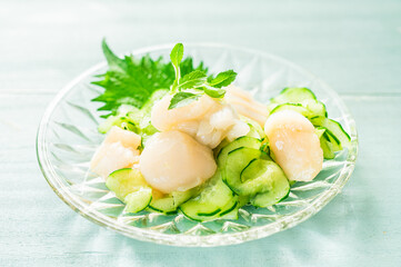 帆立ときゅうりの昆布茶和え