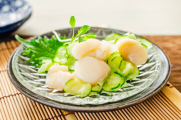 帆立ときゅうりの昆布茶和え