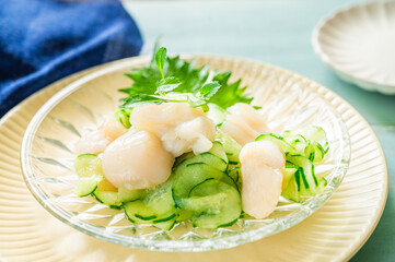 帆立ときゅうりの昆布茶和え