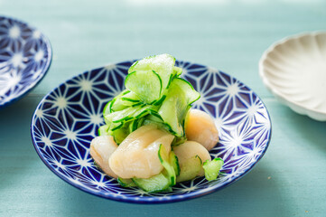 帆立ときゅうりの昆布茶和え