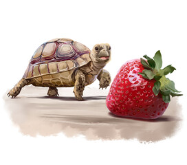 Little turtle and big strawberry - 500607506