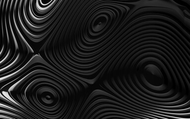 Dark circle waves abstract background pattern. Black wavy abstract background