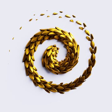 recommend clip art: 3d render, abstract spiral helix with snake skin texture with shiny golden scales