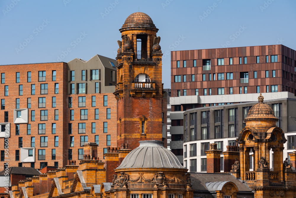 Wall mural architecture in english city.