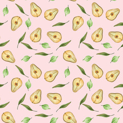 watercolor pattern of pears
