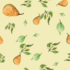 watercolor pattern of pears