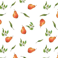 watercolor pattern of pears