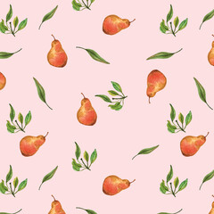 watercolor pattern of pears