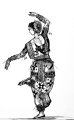 Indian Cultural Dance Lady. (Sketch)