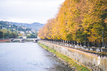Fototapeta na wymiar November on Adige river