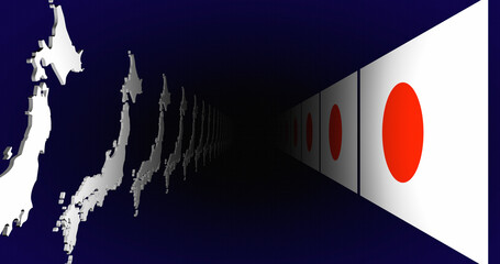 Japan Flag Map 4K Country Background 3d Illustration