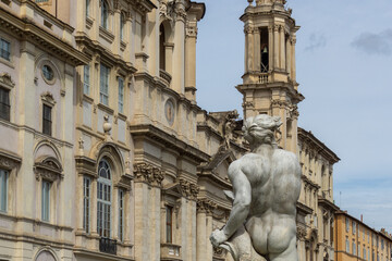 Bernini and Italian Baroque. Piazza Navona in Rome, Italy - obrazy, fototapety, plakaty