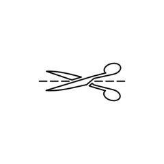 Vector scissors with cut lines isolated on white background