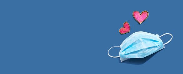 Medical worker appreciation theme with hearts and a mask