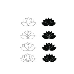 Lotus flower vector. Lotus water lily outline logo in trendy style, isolated on white. Beauty logo template for wedding invitation, online education, visiting card.