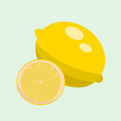 lemon. Flat design vector illustration of lemon on green background