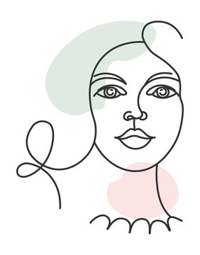 Young and beautiful woman portrait line art pic