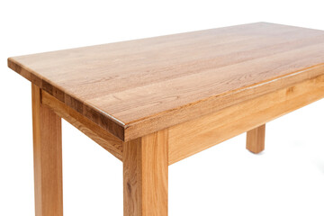 handmade wooden table on a white background with all the details