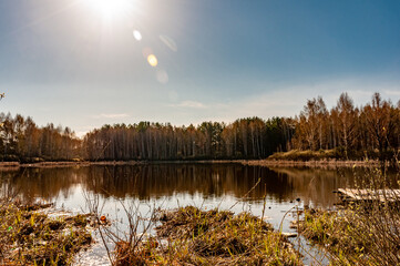 A forest lake on a spring morning in Samarskaya Luka National Park!