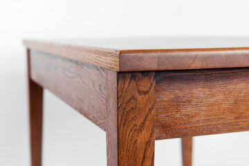 handmade wooden table on a white background with all the details