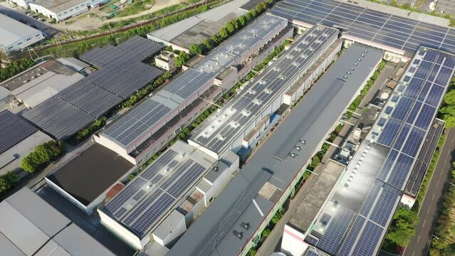 solar panels on factory rooftop