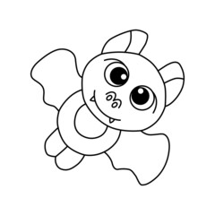 Bat cartoon coloring page illustration vector. For kids coloring book.