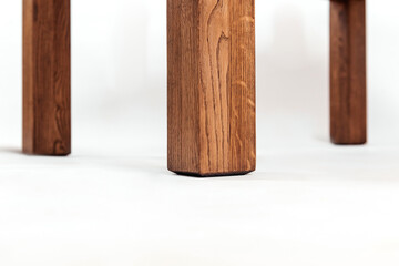 handmade wooden table on a white background with all the details