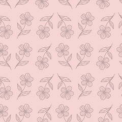 Pastel floral vector pattern, flower illustrations, seamless repeat