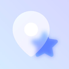 location glass morphism trendy style icon. pointer with star transparent glass color vector icon with blur and purple gradient. for web and ui design, mobile apps and promo business polygraphy