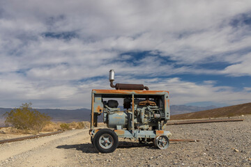 Old rusty engine in Death Valley national park, California.