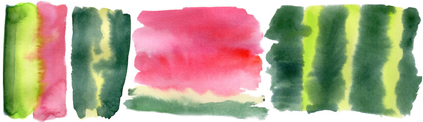 Juicy watermelon texture hand painted in watercolor