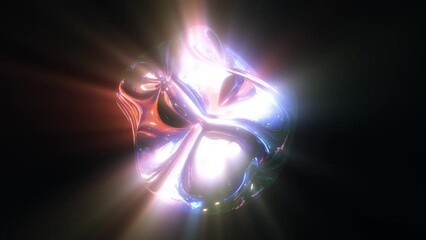 Liquid Glass Sphere with light rays abstract Looped Animation