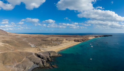 The Playa Mujeres beach on the southern coast of the spanish island of Lanzarote