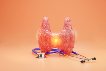 World Thyroid day. Inflammation of the thyroid gland. thyroid cancer 3d rendering - obrazy, fototapety, plakaty