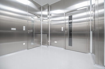 Stainless steel doors and walls, clean rooms