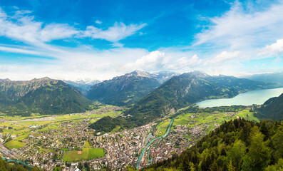 Panoramic view of Interlaken - obrazy, fototapety, plakaty