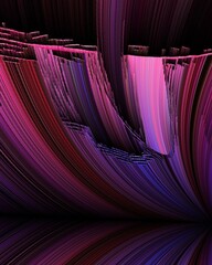 intricate geometric pattern in neon purple shapes on a plain dark background