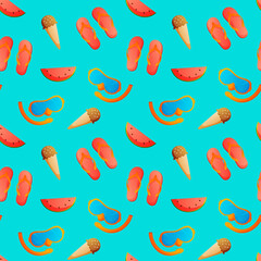 Summer seamless pattern. Repeat pattern.