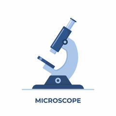 Flat style microscope. Laboratory tool for magnifying. Magnification item for biology and chemical, medical research. Vector illustration.